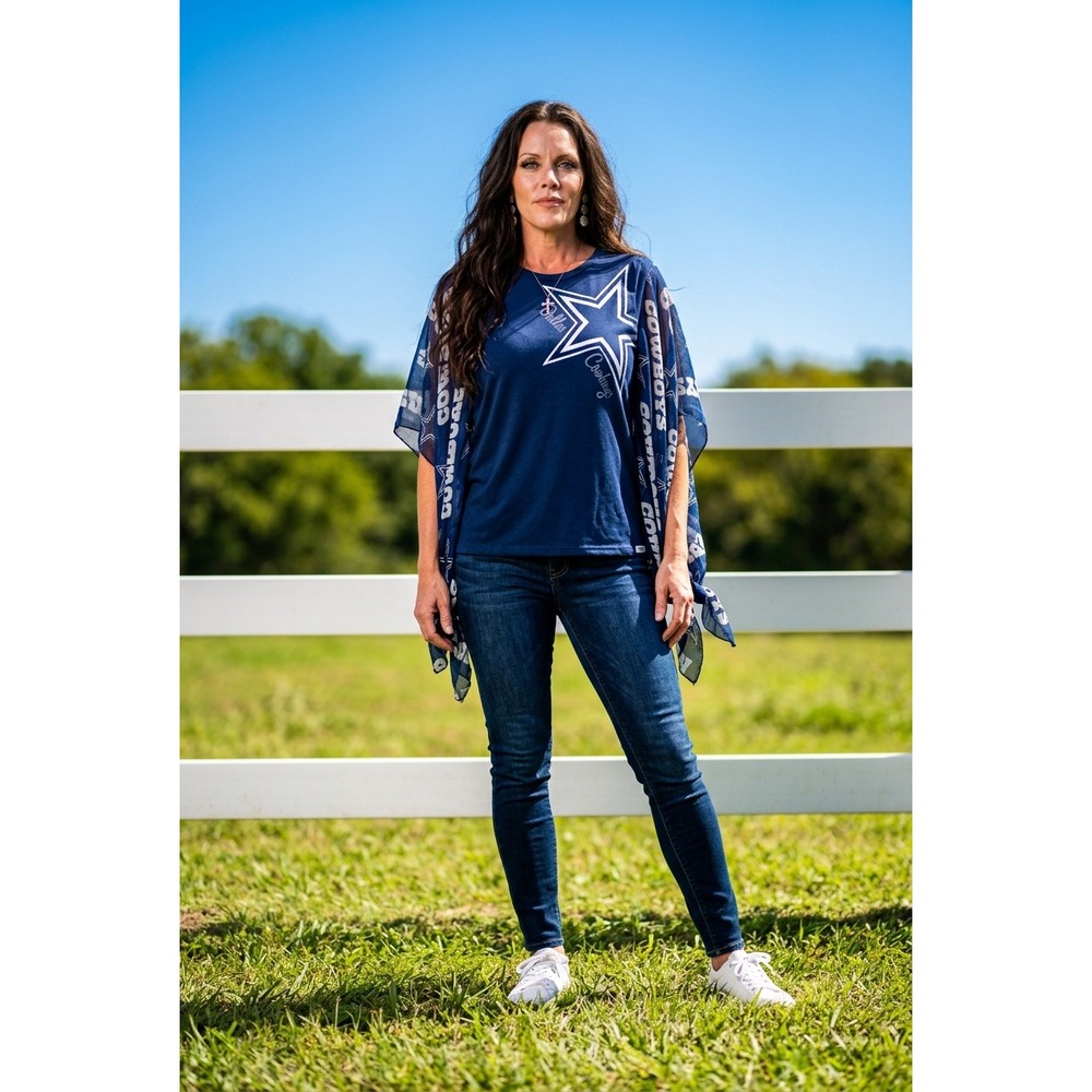 Dallas Cowboys Upcycled Custom Kimono Sleeve Navy Blue Star S-2X One of a Kind